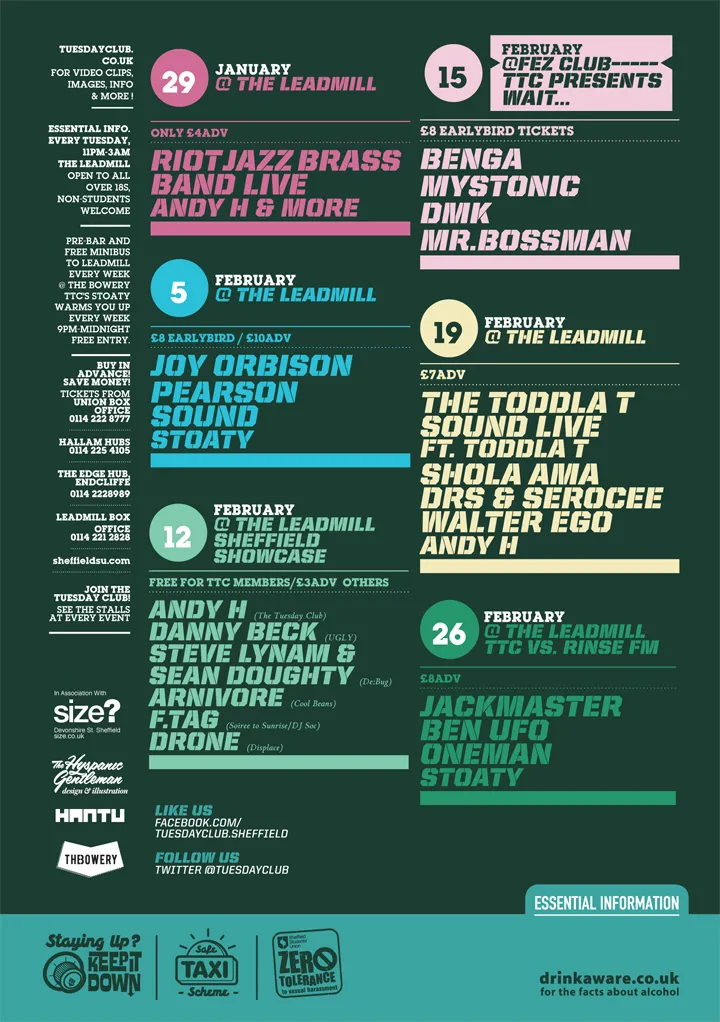 Riot Jazz Brass Band, Andy H, Joy Orbison, Pearson Sound, Stoaty, Danny Beck, Steve Lynam, Sean Doughty, Arnivore, F.Tag, Drone, Benga, Mystonic, DMK, Mr. Bossman, Toddla T, Shola Ama, DRS, Serocee, Walter Ego, Jackmaster, Ben UFO, Oneman