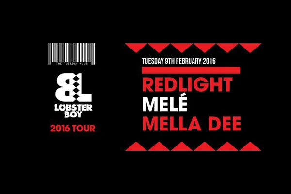 Flyer: REDLIGHT, MELÉ, MELLA DEE, ANDY H, Yak B2B Kudan, Alief, TEAM RICE