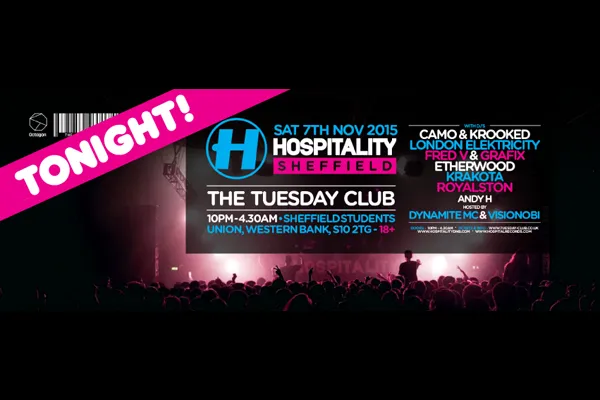 Flyer: CAMO & KROOKED, LONDON ELEKTRICITY, FRED V & GRAFIX, ETHERWOOD, KRAKOTA, ROYALSTON, ANDY H, DYNAMITE MC