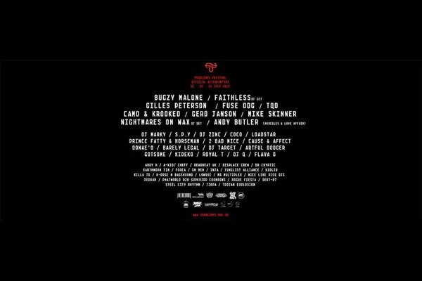 Flyer: Tramlines — BUGZY MALONE, FAITHLESS, GILLES PETERSON, FUSE ODG, TQD, CAMO & KROOKED, GERD JANSON, NIGHTMARES ON WAX